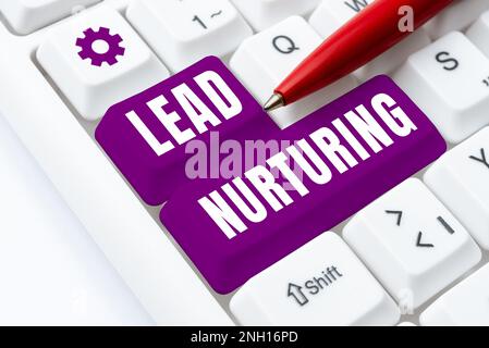 Texte montrant inspiration Lead nuring, concept signifiant méthode de construire une relation avec des clients potentiels Banque D'Images