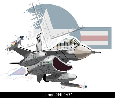 Vector Cartoon avion de chasse à jet militaire.Format vectoriel EPS-10 disponible, séparé par des groupes et des calques, pour un montage facile Illustration de Vecteur