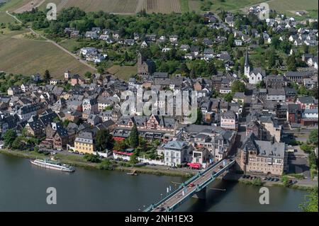 Traben-Trarbach vu du château de Grevenburg, Allemagne Banque D'Images