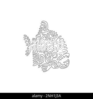 Simple curly une ligne dessin de fortes morsures piranha art abstrait Dessin en ligne continue dessin graphique dessin vectoriel illustration de piranha dent aiguisée Illustration de Vecteur
