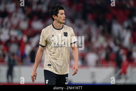 Shogo Taniguchi au Japon pendant le match de la Ligue des champions de l'AFC 2022 Round de 16 al-Duhail SC (QAT) vs Al-Rayyan SC (QAT) au stade Al Thumama sur 19 février 2023 à Doha, au Qatar. Photo de Victor Fraile / Power Sport Images Banque D'Images