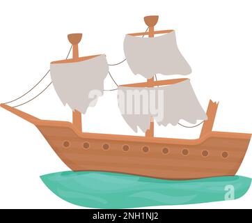 Vecteur de dessin animé de l'icône du navire. Ancien naufrage. Bateau pirate Illustration de Vecteur