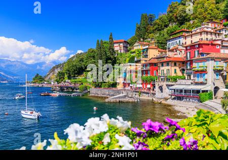 Lac de Côme. Ville de Varenna. Village traditionnel italien au bord du lac. Italie, Europe. Banque D'Images