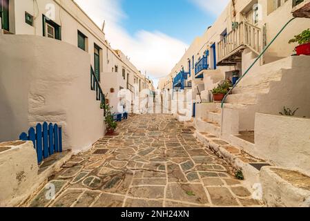 Le quartier caractéristique de Castro dans le village de Chora, Folegandros Banque D'Images