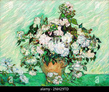 Roses (1890) par Vincent Van Gogh. Original de la Galerie nationale d'Art Banque D'Images