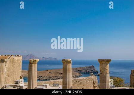 Vue panoramique depuis l'Acropole de Lindos, Rhodes Banque D'Images
