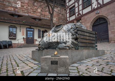 Sculpture de lapin (Der Hase) basée sur Albrecht Durer Work - Nuremberg, Bavière, Allemagne Banque D'Images