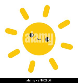 Joli dessin animé jaune soleil. Illustration vectorielle. Illustration de Vecteur