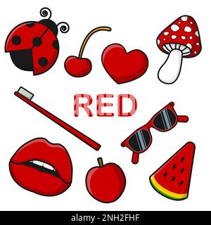 Jeu d'illustrations en rouge. Clipart vectoriel. Illustration de Vecteur