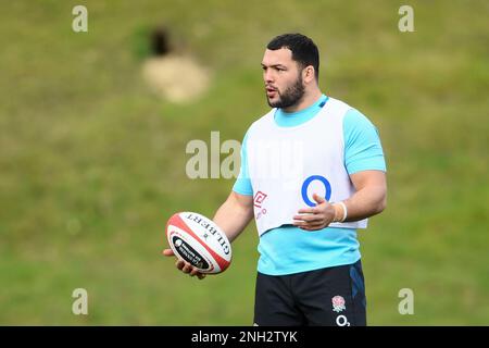 Honda England Rugby Performance Center, Pennyhill Park, Angleterre, Royaume-Uni. 20th février 2023. Ellis Genge d'Angleterre pendant la session d'entraînement de rugby d'Angleterre pendant qu'ils se préparent à prendre le pays de Galles à Cardiff sur 25 février: Crédit: Ashley Western/Alamy Live News Banque D'Images