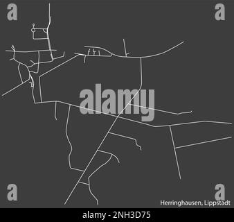 Carte détaillée des routes urbaines de navigation dessinées à la main de l'ARRONDISSEMENT HERRINGHAUSEN de la ville allemande de LIPPSTADT, Allemagne avec des lignes de route vives an Illustration de Vecteur