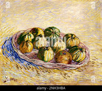 La vie morte de Vincent van Gogh, Panier d'pommes (1887) célèbre peinture. Original du musée d'art de Saint Louis. Banque D'Images