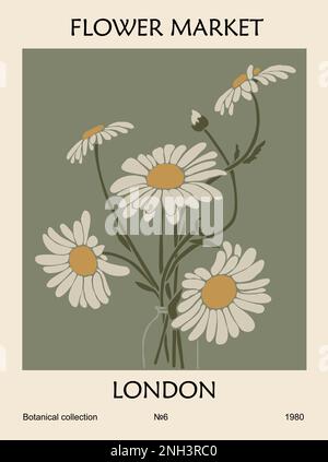 Affiche abstraite Flower Market London imprimé vectoriel. Illustration de Vecteur