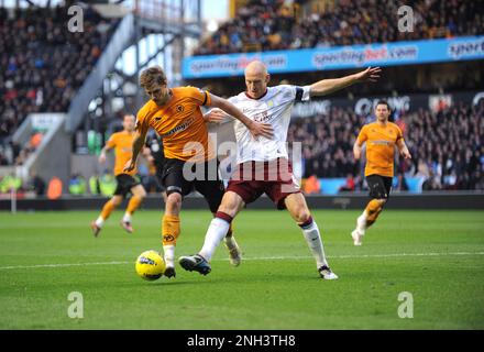 David Edwards de Wolves et James Collins de Villa - Wolverhampton Wanderers / Aston Villa 21/01/2012 Banque D'Images