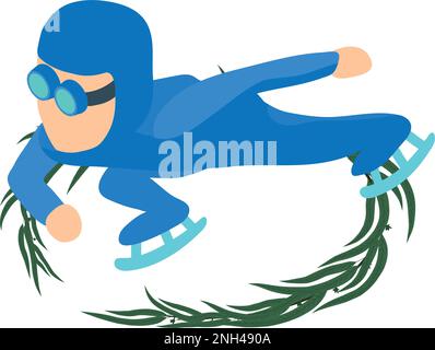 Vecteur isométrique de l'icône du patineur de vitesse. Skater homme en uniforme de sport courant sur piste. Compétition, sport concept Illustration de Vecteur
