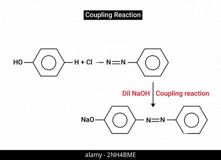 La réaction de couplage se produit principalement en position para Illustration de Vecteur