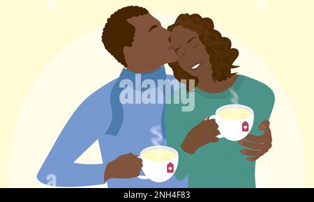 Couple amoureux de thé chaud Illustration de Vecteur