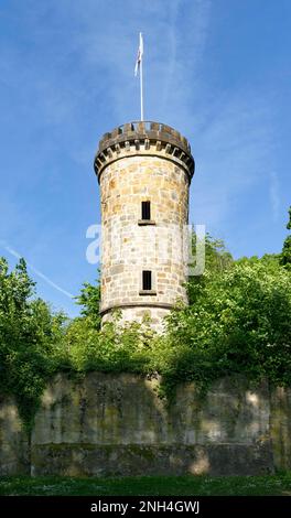 Wierturm, tour d'observation dans le Tecklenburg et le reste du mur du château, Festival de Mecklembourg, Tecklenburg, Muensterland, Nord Banque D'Images