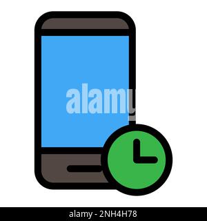 Ligne de l'icône d'attente du smartphone isolée sur fond blanc. Icône fine et plate noire sur un style moderne. Symbole linéaire et contour modifiable. Simple et pi Illustration de Vecteur