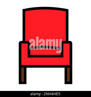 Fauteuil confortable, ligne icône isolée sur fond blanc. Icône fine et plate noire sur un style moderne. Symbole linéaire et contour modifiable. Simple et pixe Illustration de Vecteur