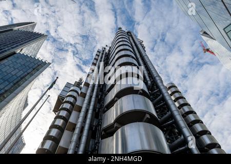 Londres. ROYAUME-UNI- 02.19.2023. Le Lloyd's de Londres dans la City de Londres. Banque D'Images