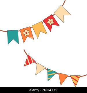 Guirlande de boutures et drapeaux colorés Illustration de Vecteur