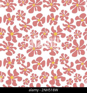 Motif de répétition sans couture avec fleurs de style matisse sur fond blanc. Tissu dessiné à la main, papier cadeau, décoration murale. Illustration de Vecteur