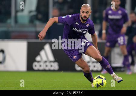 GÊNES - Sofyan Amrarat de l'ACF Fiorentina pendant la série italienne Un match entre UC Sampdoria et FC Internazionale Milan au stade Luigi Ferraris sur 13 février 2023 à Gênes, Italie. AP | hauteur néerlandaise | GERRIT DE COLOGNE Banque D'Images