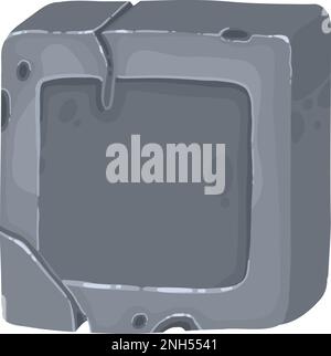 Assiette en pierre, plateau, bannière pour les jeux. Elément de conception de l'interface graphique. Roche, panneau métallique, bouton, clé, cadre, flèche, objet pour la navigation. Vecteur plat Illustration de Vecteur