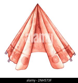 Tente de style boho aquarelle sur fond blanc pour cartes postales, motifs, autocollants, papier de raclage, industrie textile, web design, social netwo Banque D'Images
