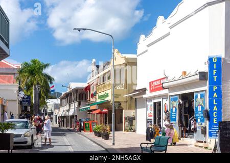 Front Street (rue commerçante), Philipsburg, St Maarten, Saint Martin, Petites Antilles, Caraïbes Banque D'Images