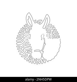 Dessin continu d'une ligne de l'art abstrait drôle d'âne en cercle. Illustration d'un vecteur de trait modifiable à une seule ligne d'un âne domestique convivial Illustration de Vecteur
