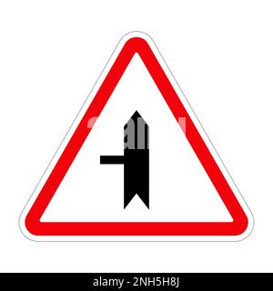 Panneau de signalisation AU CARREFOUR DE GAUCHE sur fond blanc, illustration Banque D'Images