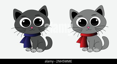 chats mignons isolés sur fond blanc Illustration de Vecteur