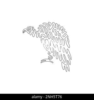 Simple tourbillon ligne continue dessin d'art abstrait horrible vautour Dessin de ligne continue dessin vectoriel style d'illustration de vautour créepy Illustration de Vecteur