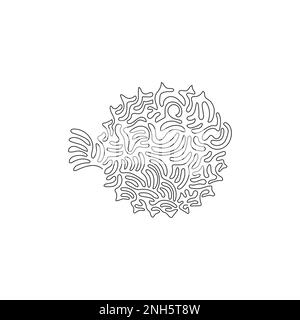 Tracé continu d'une ligne de poisson-purée qui épine sur la peau. Illustration abstraite de courbe Illustration vectorielle modifiable à une seule ligne de l'adorable montgolfière Illustration de Vecteur