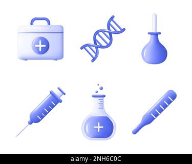3d icônes d'équipement médical. Premiers soins. Éléments de santé pour les concepts mobiles et les applications Web. Collection moderne de logos et de pictogrammes. Vecteur Illustration de Vecteur