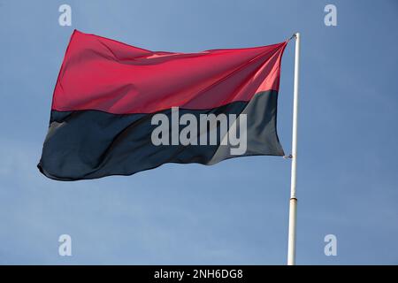 Les nationalistes ukrainiens drapeau rouge et noir en Ukraine Congrès du nationalisme ukrainien Banque D'Images