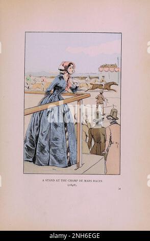 Mode vintage à Paris. Un stand aux courses du champ de Mars, 1848. Les différentes phases du goût féminin et de l'esthétique de 1797 à 1897 Banque D'Images