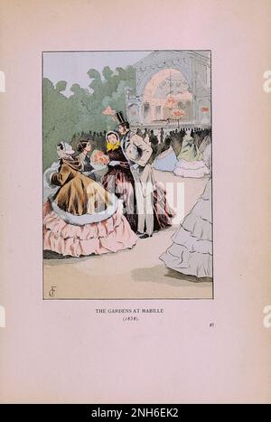 Mode vintage à Paris. Les jardins de Mabille, 1858. Les différentes phases du goût féminin et de l'esthétique de 1797 à 1897 Banque D'Images