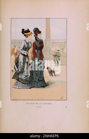 Mode vintage à Paris. La place de la Concorde, 1877. Les différentes phases du goût féminin et de l'esthétique de 1797 à 1897 Banque D'Images