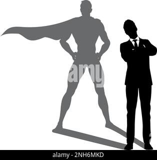 Super héros Business Man avec Super Hero Shadow Illustration de Vecteur