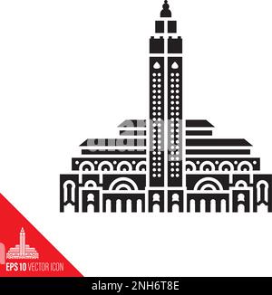 Icône de glyphe vecteur mosquée Hassan II Illustration de Vecteur