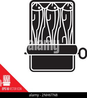 Icône de glyphe de vecteur CAN of Sardes ouverte Illustration de Vecteur