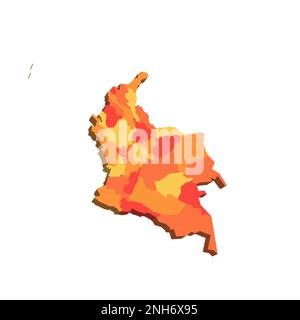 Colombie carte politique des divisions administratives - départements et district de la capitale. 3D carte dans des tons de couleur orange. Illustration de Vecteur