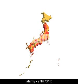 Japon carte politique des divisions administratives - préfectures, métropilis Tokyo, territoire Hokaïdo et préfectures urbaines Kyoto et Osaka. 3D carte dans des tons de couleur orange. Illustration de Vecteur