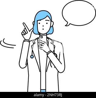 Une femme médecin en manteau blanc utilisant un smartphone. Illustration de Vecteur
