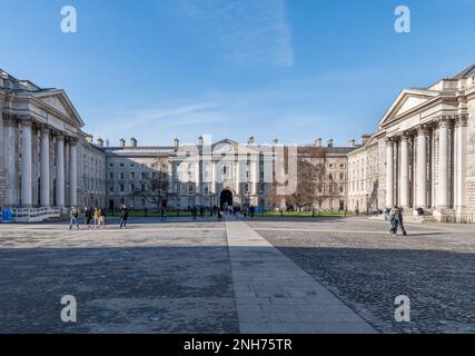 La cour principale - Parliament Square au centre de Trinity College, Dublin, Irlande Banque D'Images