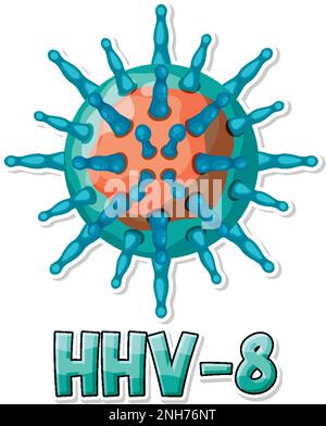 Herpèsvirus humain 8 (HHV 8) sur fond blanc Illustration de Vecteur