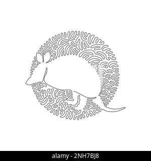 Un seul dessin d'une ligne de l'art abstrait armadillo mignon Ligne continue dessiner un vecteur graphique illustration d'un armadillo timide pour l'icône Illustration de Vecteur